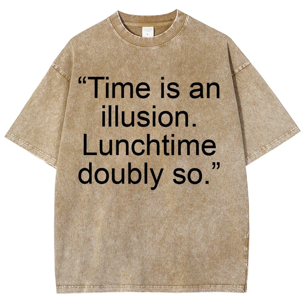 Douglas Adams - “Time is an illusion. Lunchtime doubly so.” Vintage Distressed T-shirt