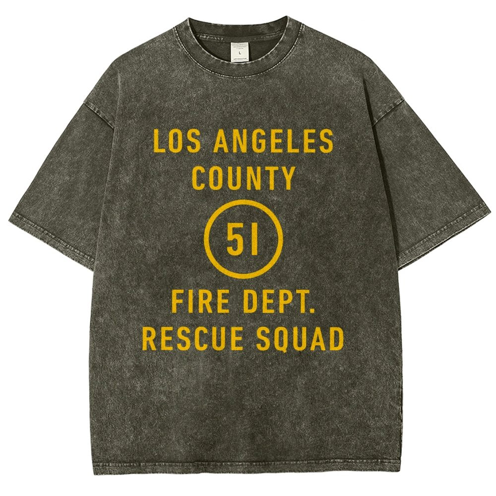 Emergency - Los Angeles County Fire Dept. Squad 51 Vintage Distressed T-shirt