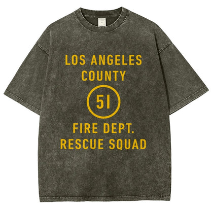 Emergency - Los Angeles County Fire Dept. Squad 51 Vintage Distressed T-shirt