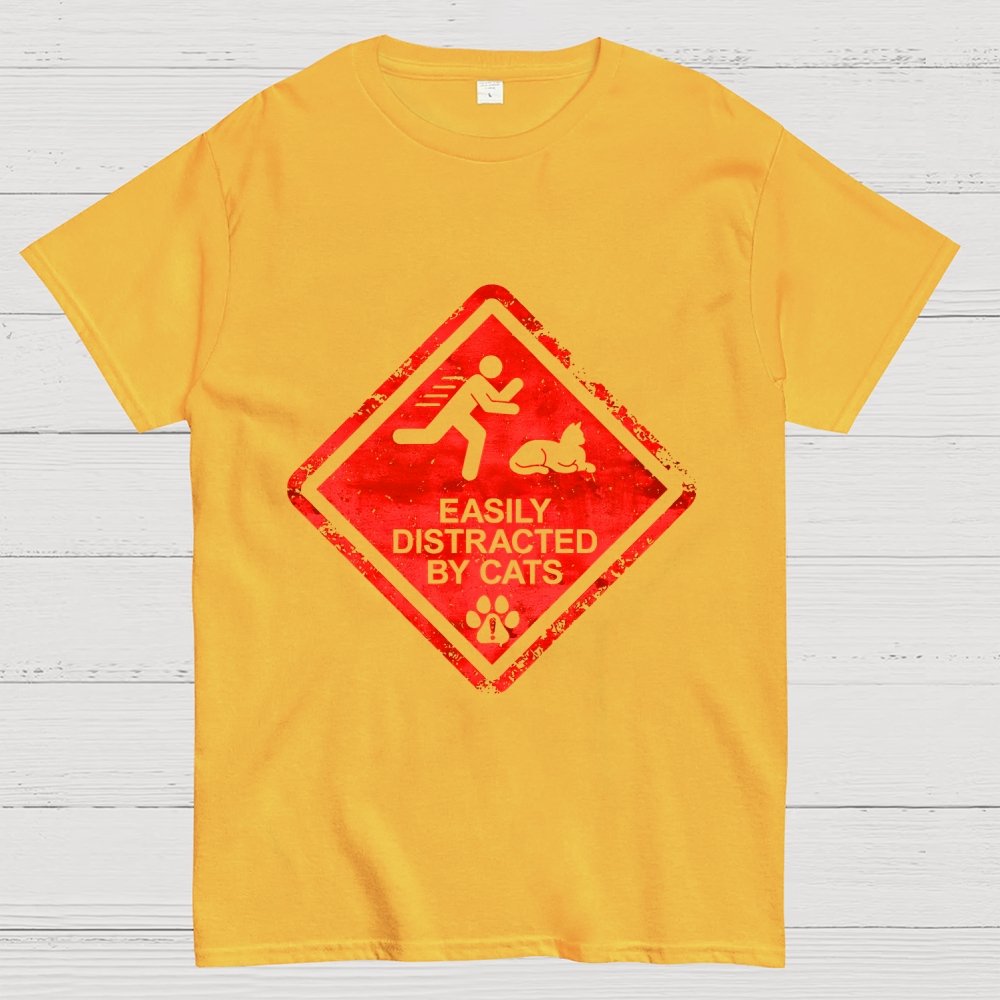 Cat Distraction Warning Geek T-Shirt