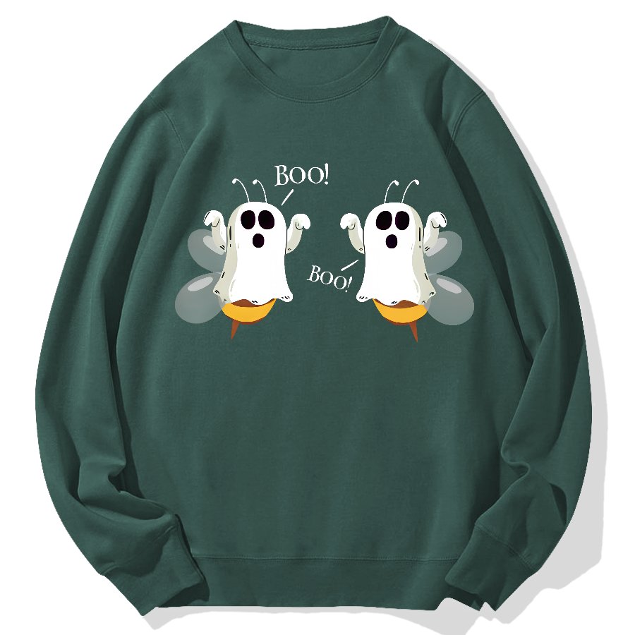 Ghost Bees Saying Boo Funny Halloween Geek Cotton Sweatshirt