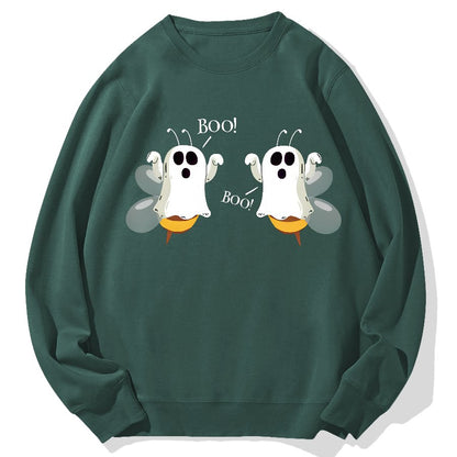 Ghost Bees Saying Boo Funny Halloween Geek Cotton Sweatshirt