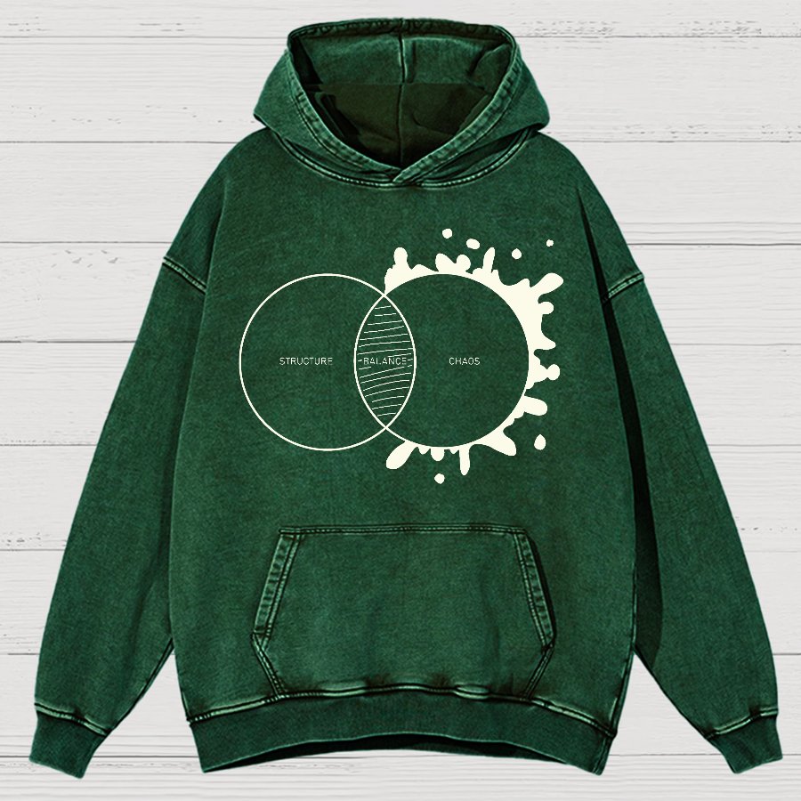 Balance Between Structure and Chaos Geek Vintage Distressed Hoodie