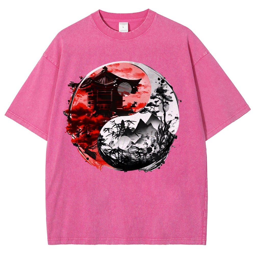 Temple Yin yang Vintage Distressed T-shirt