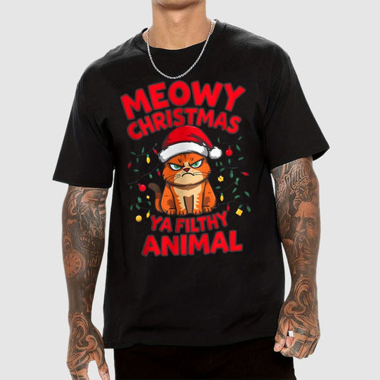 Meowy Christmas Ya Filthy Animal Cat Geek T-Shirt
