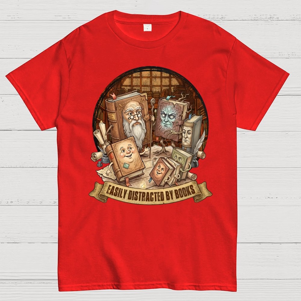Easily Distracted By Books Geek T-Shirt