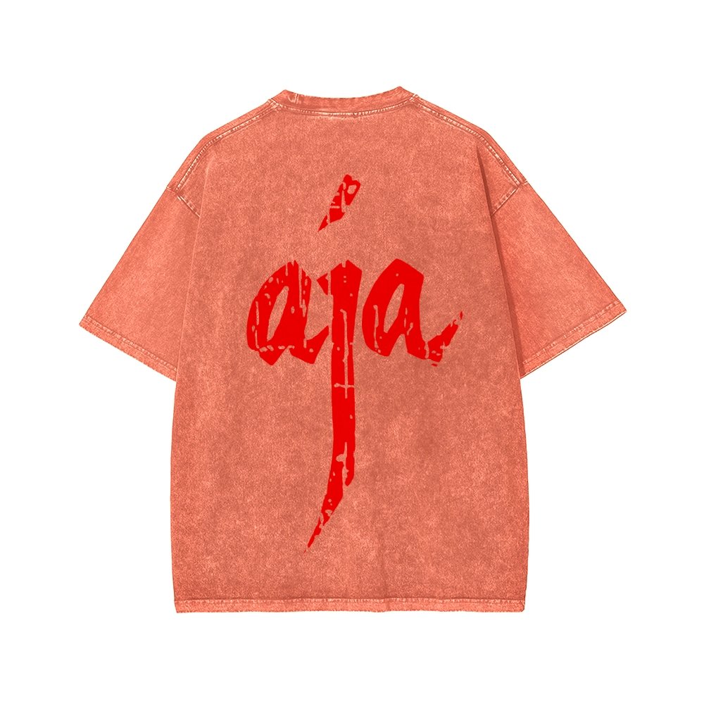 Aja Front And Back Printing Washed T-shirt