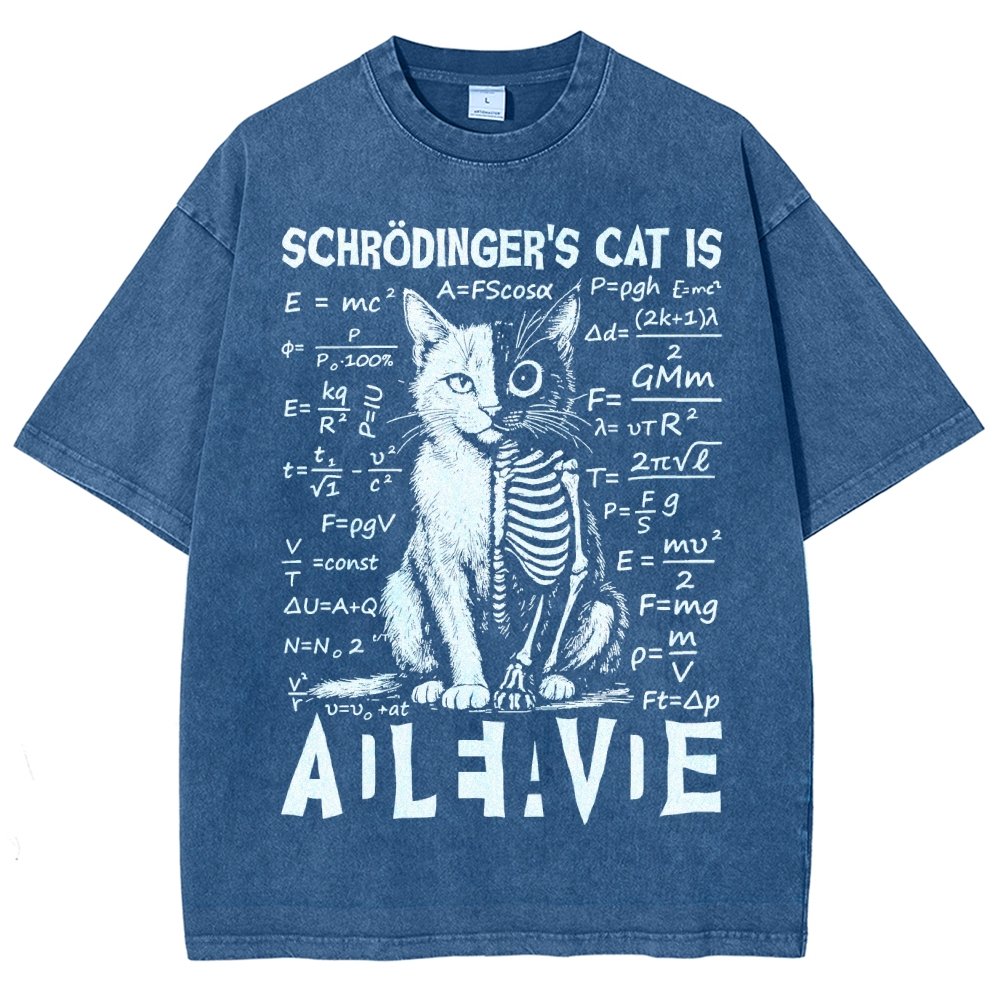 Schrödinger's Cat Dead And Alive Vintage Distressed T-shirt