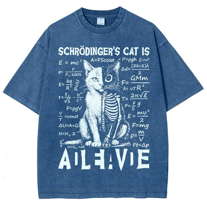 Schrödinger's Cat Dead And Alive Vintage Distressed T-shirt