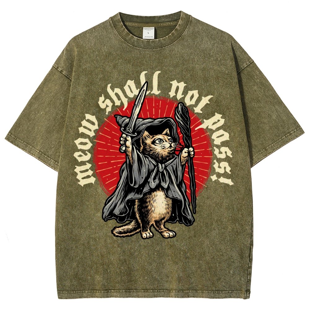 Meow Shall Not Pass Vintage Distressed T-shirt