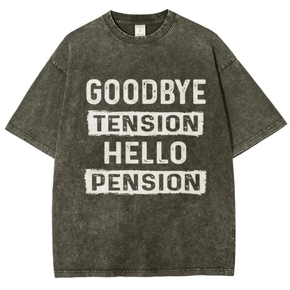 Funny Retirement Goodbye Tension Hello Pension Vintage Distressed T-shirt