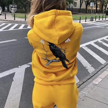 F-Caw-F Funny Crow Printed Back Unisex Cotton Hoodie