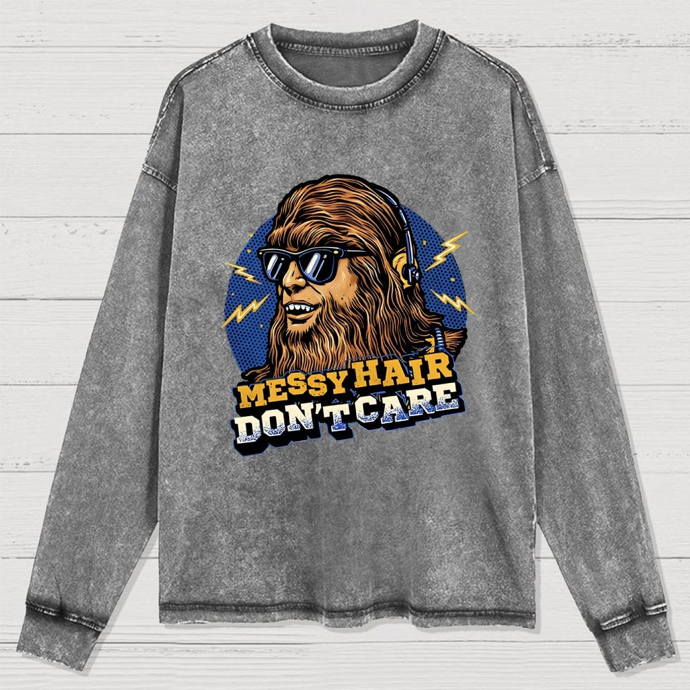 Messy Hair Don't Care Washed Long Sleeve Tee