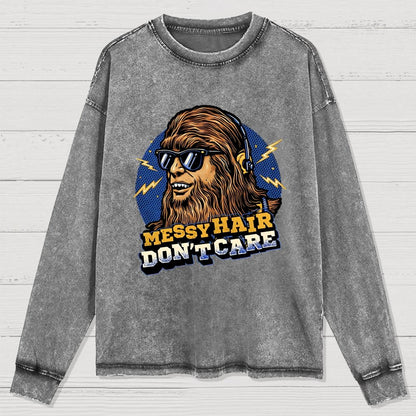 Messy Hair Don't Care Washed Long Sleeve Tee