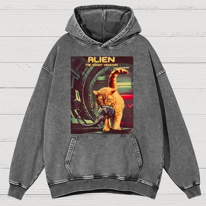 Mystery Cat Heavy Vintage Distressed Hoodie