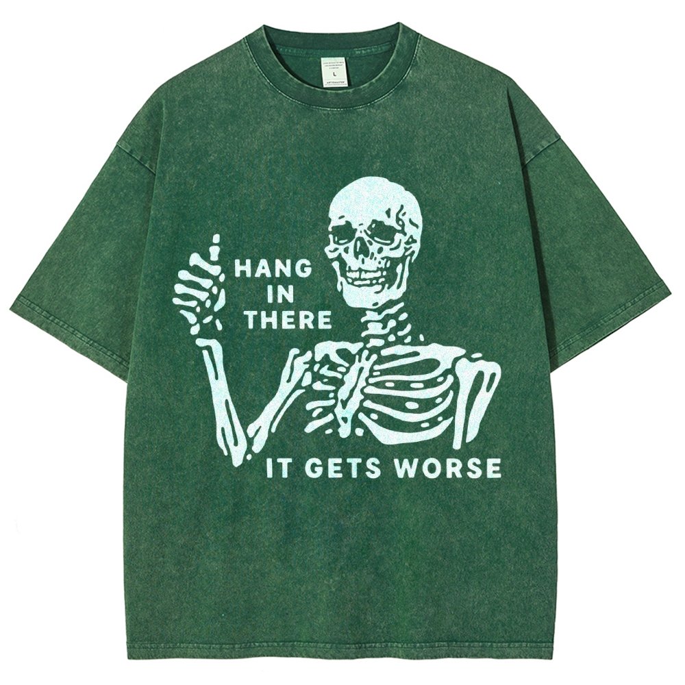 Hang In There Skeleton Vintage Distressed T-shirt