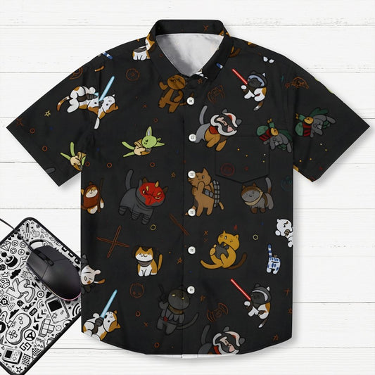 Tie The Fighter Cat Funny Geek Hawaiian Shirt