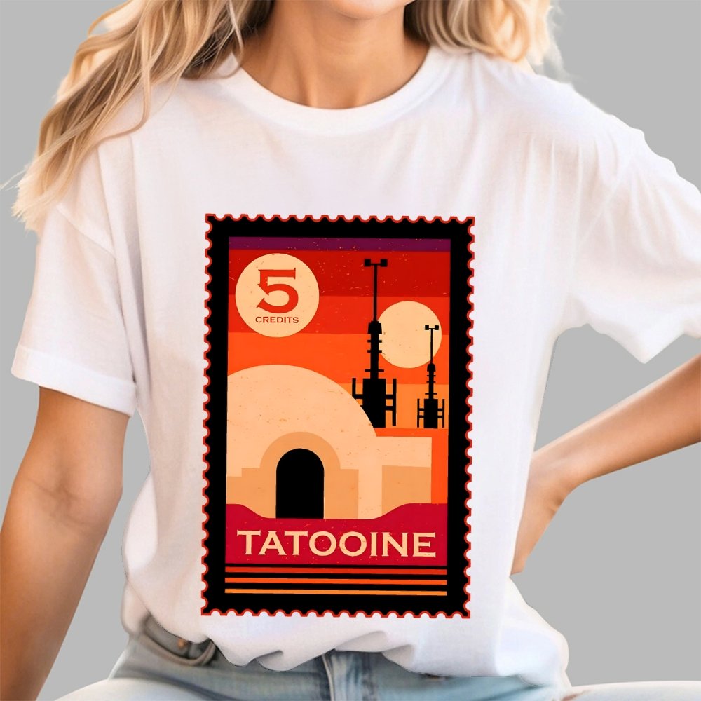 Double Suns Retro Postage Stamp Geek T-Shirt