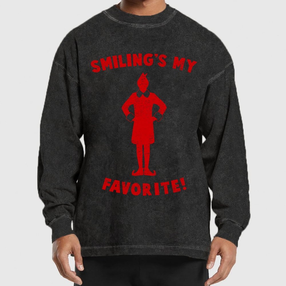 Smiling's My Favorite Washed Long Sleeve Tee