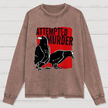 Attempted Murder Crow Washed Long Sleeve Tee