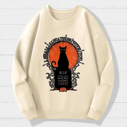 Halloween Cat Print Geek Cotton Sweatshirt
