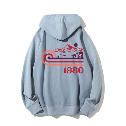 Retro Vintage Base Printed Back Unisex Cotton Hoodie