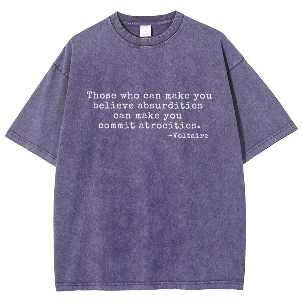 Voltaire Quote: Anti-Violence Politics Vintage Distressed T-shirt 2602000182
