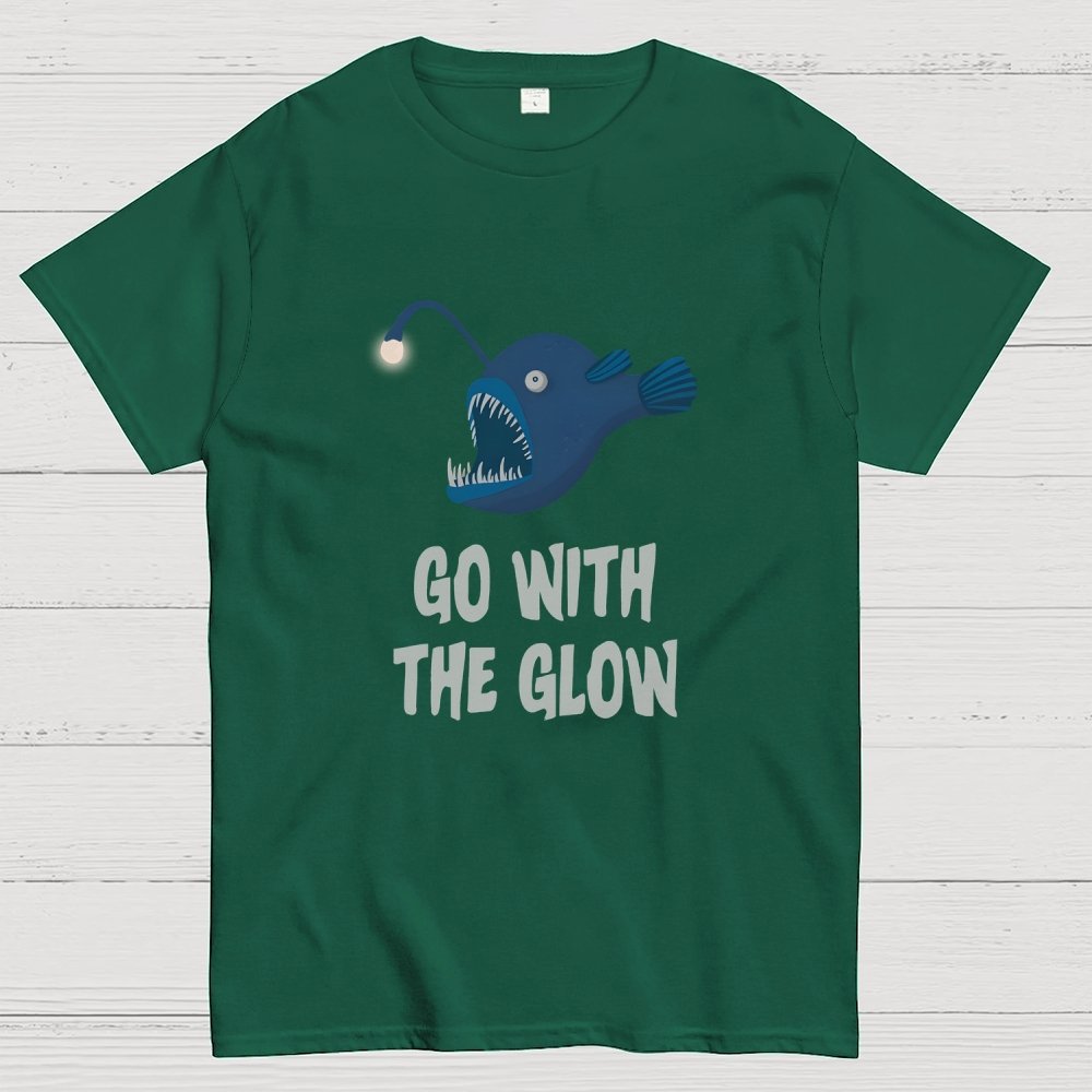 Go With The Glow Anglerfish Pun Geek T-Shirt