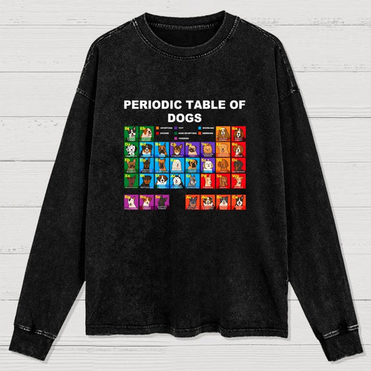 Periodic Table Of Dogs Dog Lover  Funny Science Washed Long Sleeve Tee