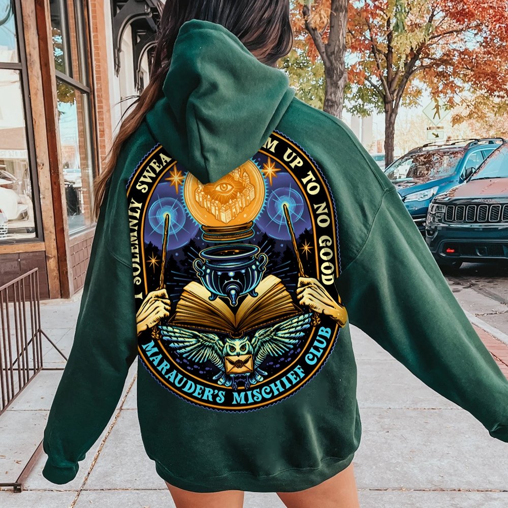 Mischief Club Printed Back Cotton Hoodie