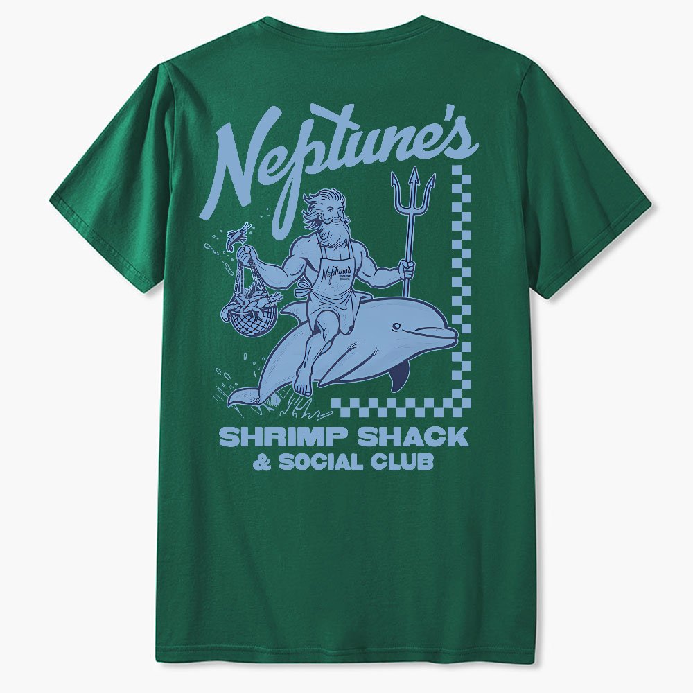Neptune's Shrimp Shack Front And Back Printing Geek T-Shirt