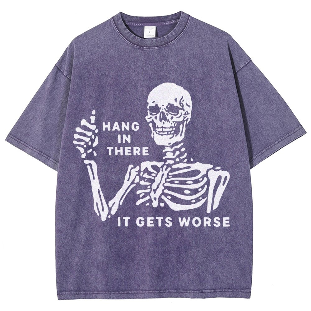 Hang In There Skeleton Vintage Distressed T-shirt