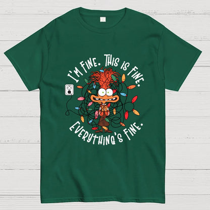 It's Fine This Is Fine Everything Is Fine Christmas Light Geek T-Shirt