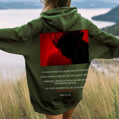 Tears in Rain-Tears in Red-Time to Die Printed Back Cotton Hoodie