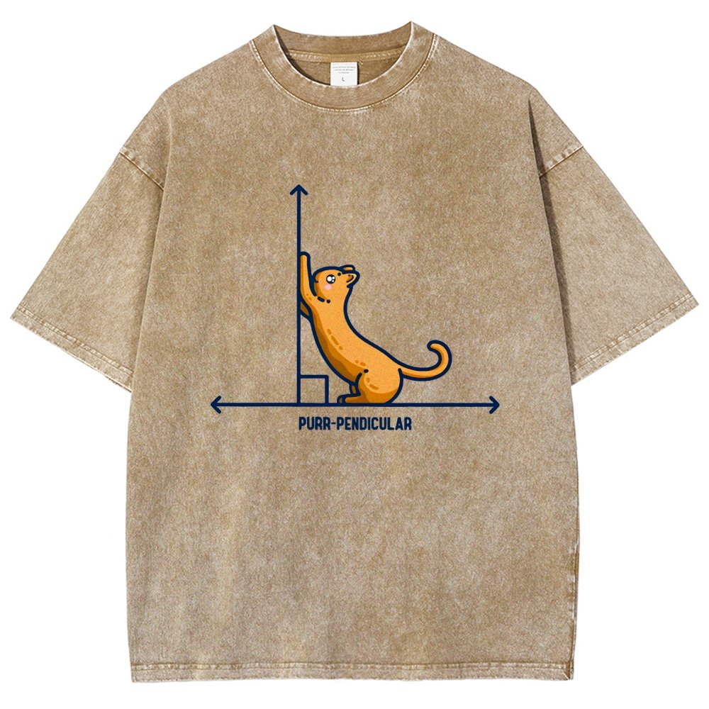 Purr-Pendicular Cute Maths Cat Premium Vintage Distressed T-shirt