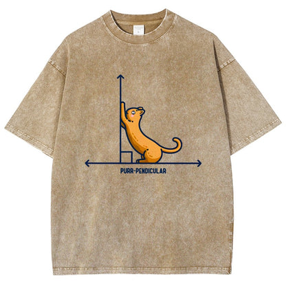 Purr-Pendicular Cute Maths Cat Premium Vintage Distressed T-shirt