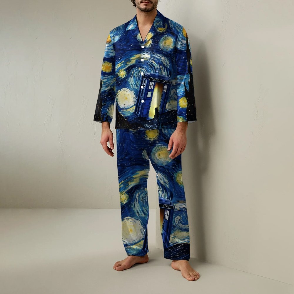 Starry Phone Booth Geek Long Sleeve Pajama Set