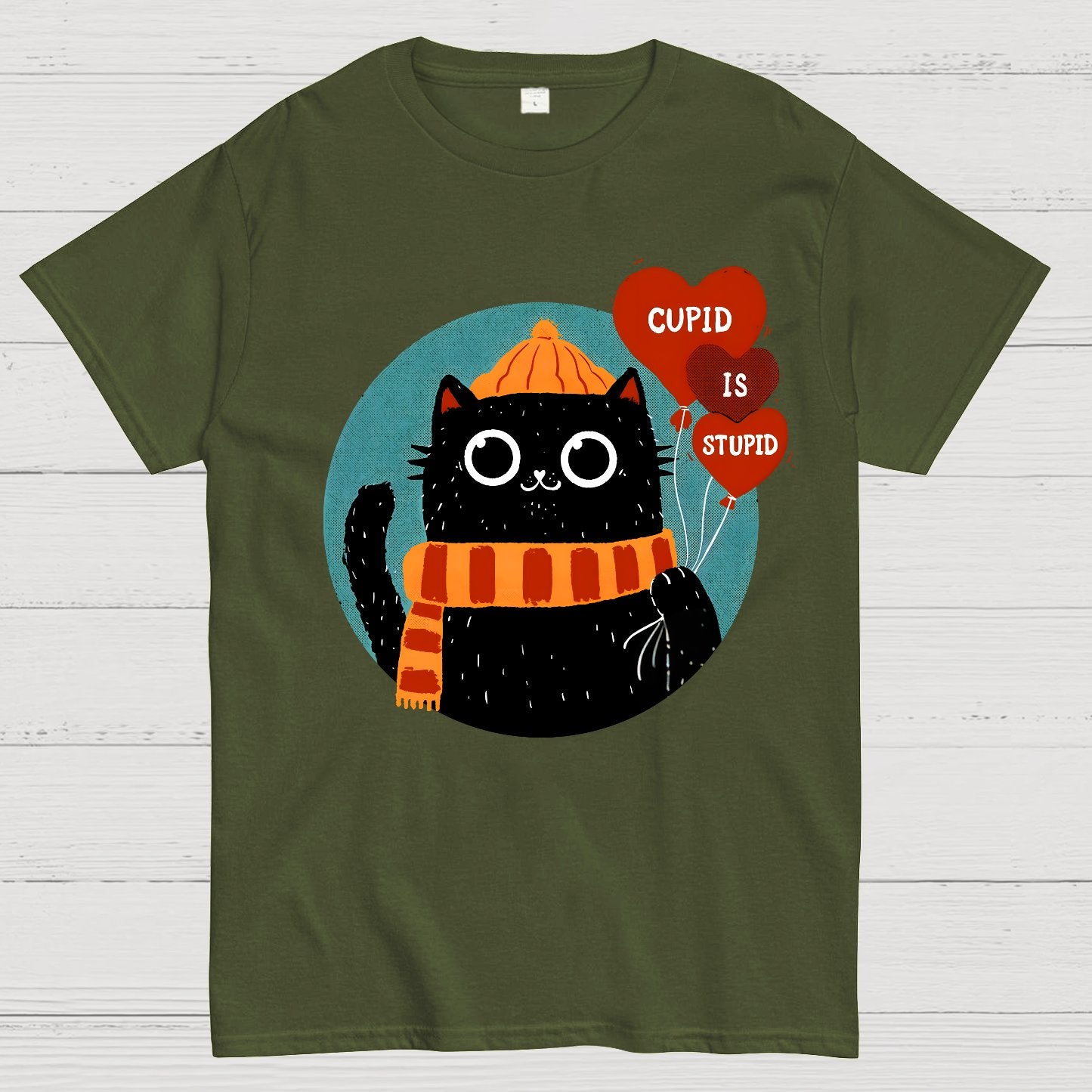 Cupid Is Stupid Funny Cat Geek T-Shirt