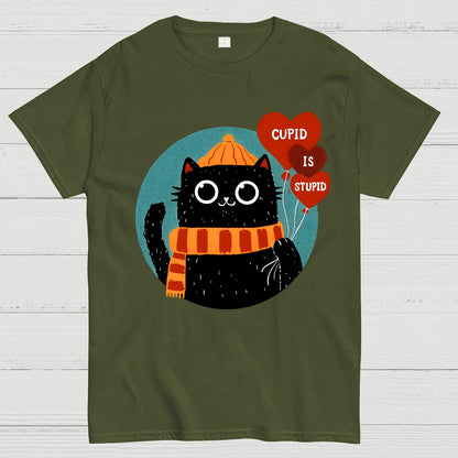 Cupid Is Stupid Funny Cat Geek T-Shirt