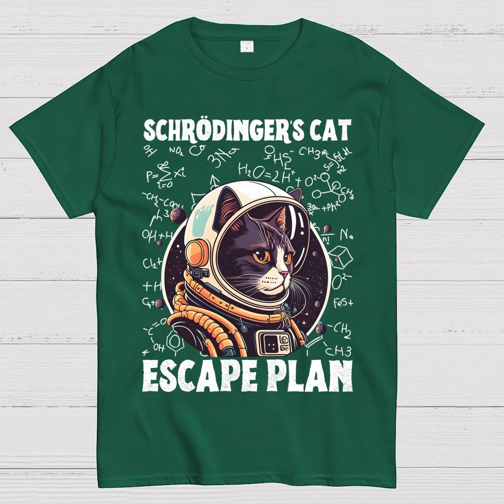 Funny Schrödinger's Cat Escape Plan Science Geek T-Shirt