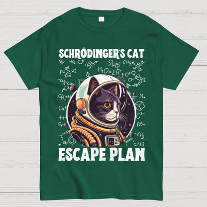 Funny Schrödinger's Cat Escape Plan Science Geek T-Shirt