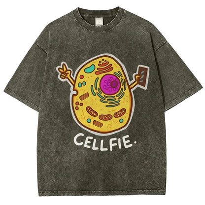 Biology pun Cell-Fie Vintage Distressed T-shirt