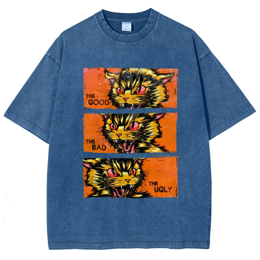 The Good The Bad The Ugly Cat  Vintage Distressed T-shirt