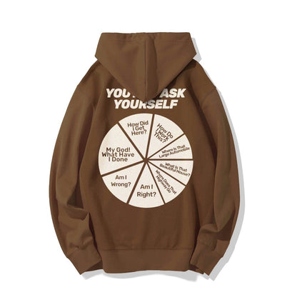 You May Ask Yourself Printed Back Cotton Hoodie
