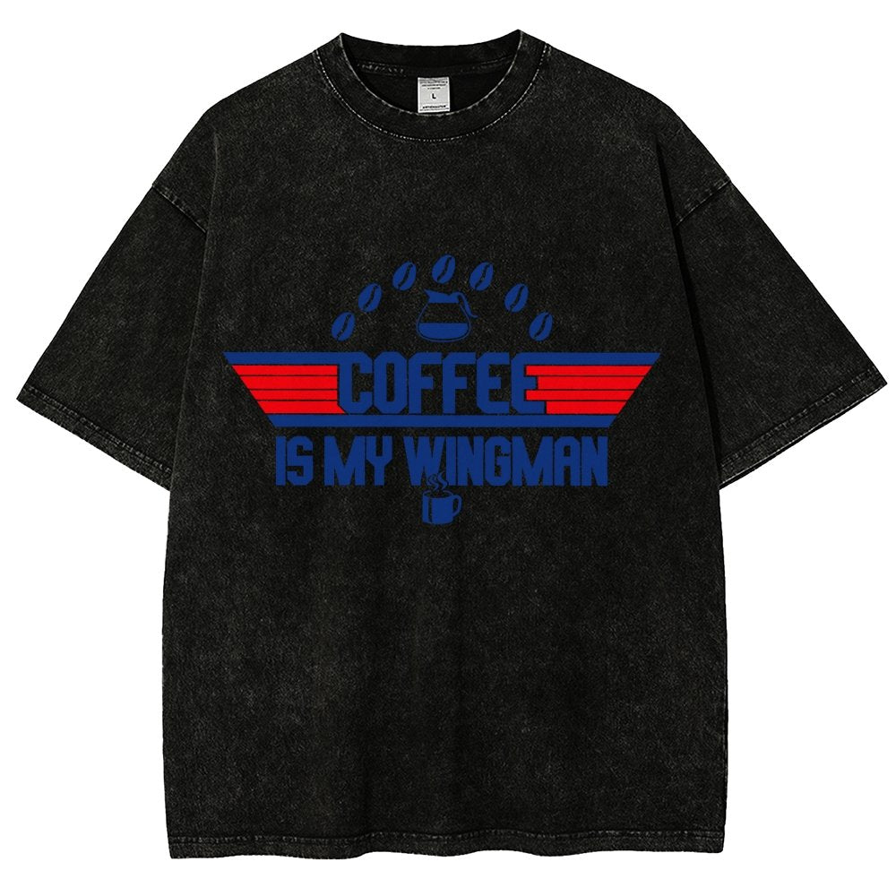 Coffee Is My Wingman Vintage Distressed T-shirt