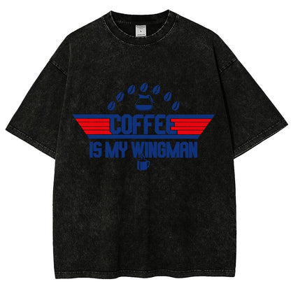 Coffee Is My Wingman Vintage Distressed T-shirt