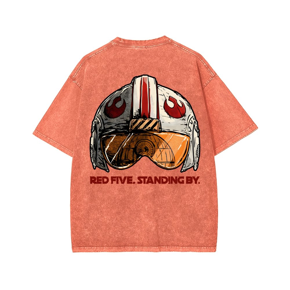 Standing By Front And Back Printing Washed T-shirt