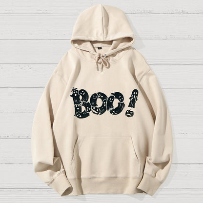 Boo - Funny Cute Ghost Typography Geek Cotton Hoodie