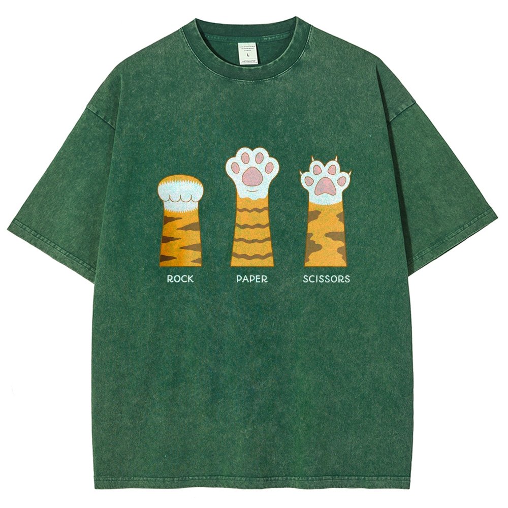 Rock Paper Scissors Purrfect Vintage Distressed T-shirt