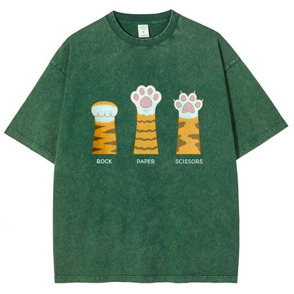Rock Paper Scissors Purrfect Vintage Distressed T-shirt